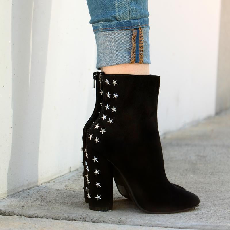 Studded chunky top heel boots