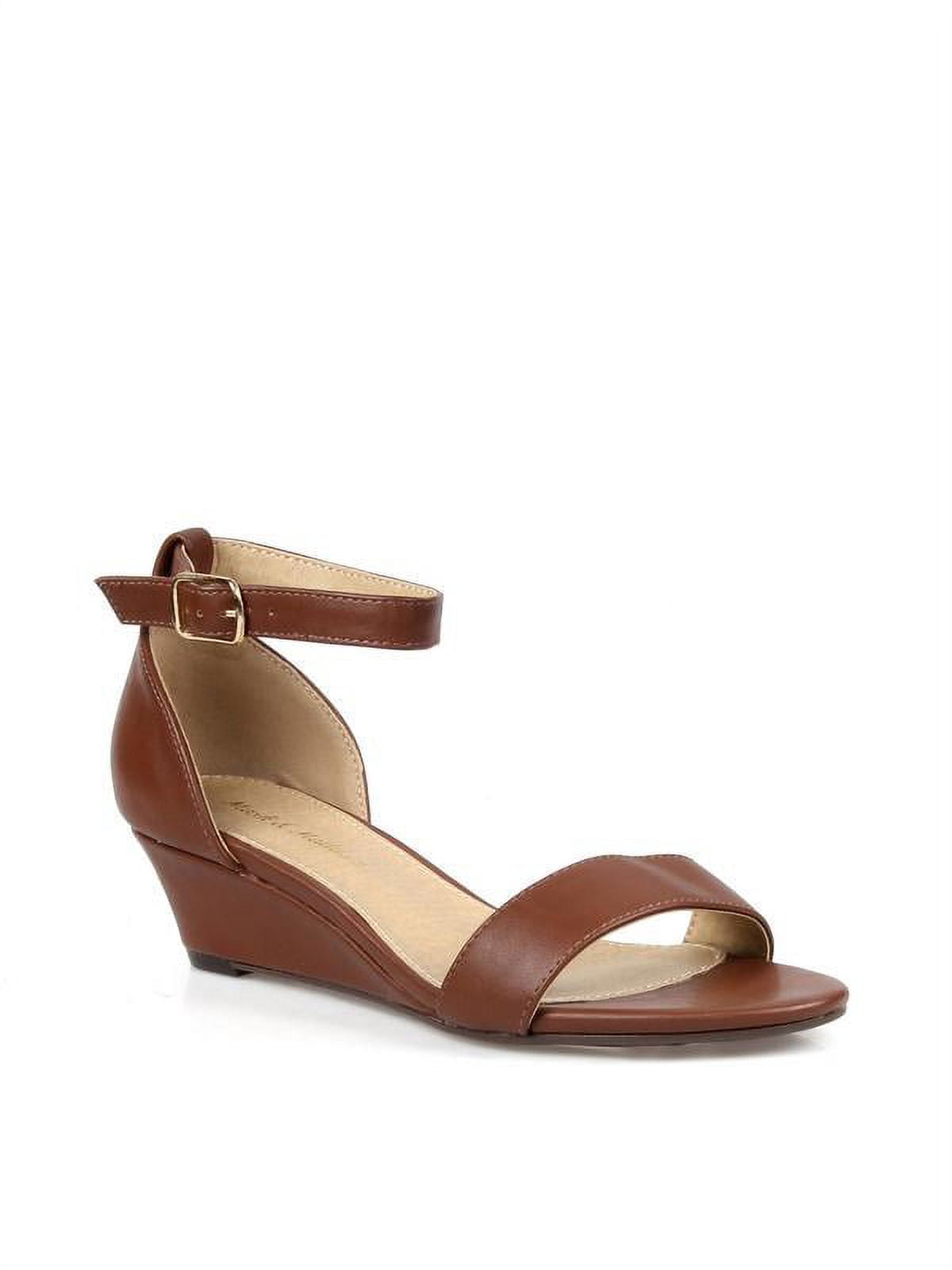 Mark and Maddux Two piece Women's Low Wedge Heel in Brown