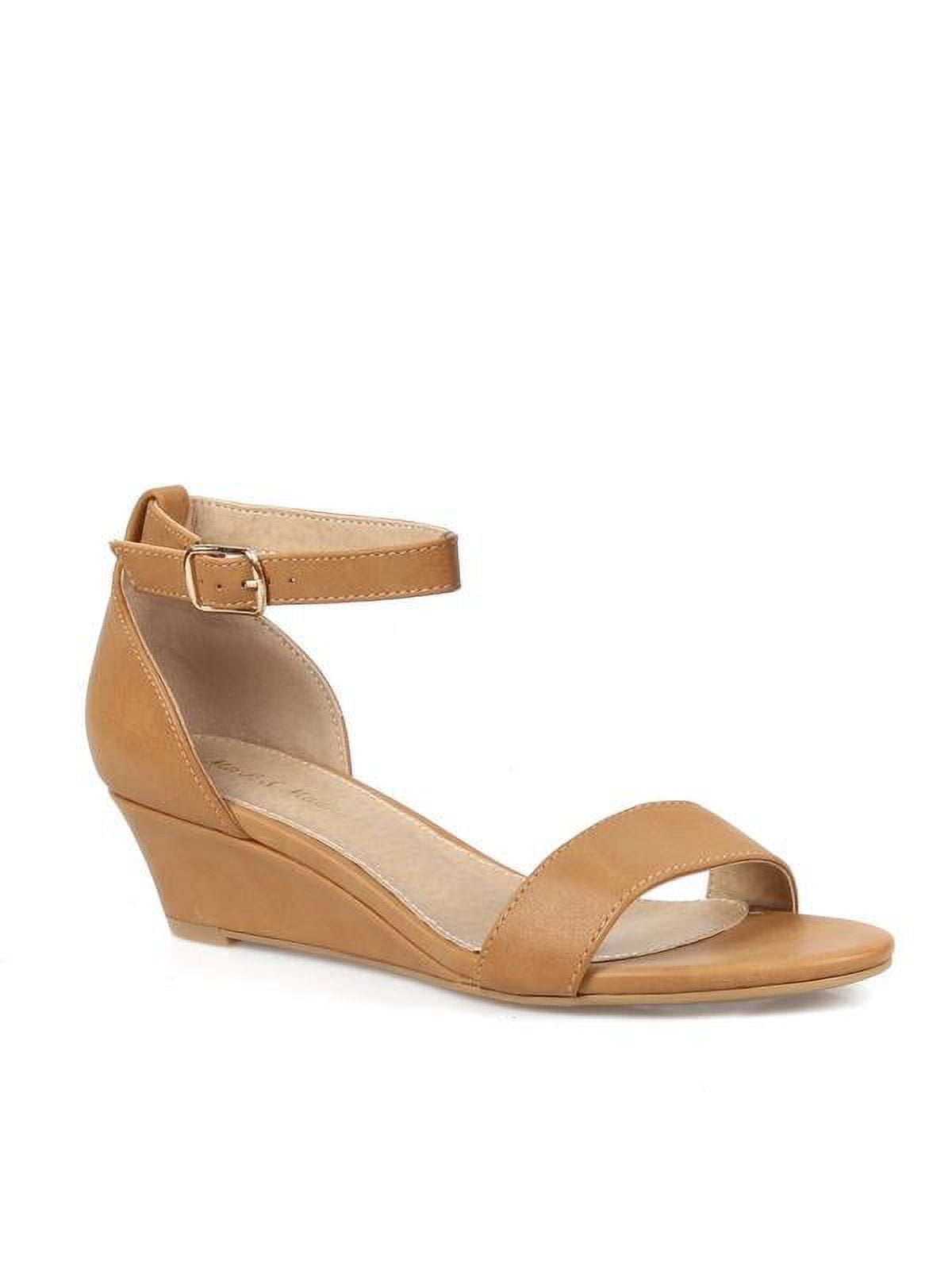 Mark and Maddux Two piece Women's Low Wedge Heel in Camel