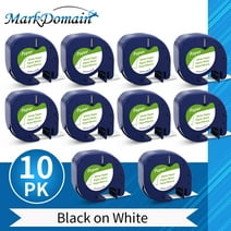 MarkDomain 10-Pack 91330 Replace for Dymo LetraTag Labeling Refills Self-Adhesive Paper Tape for LetraTag Label Makers