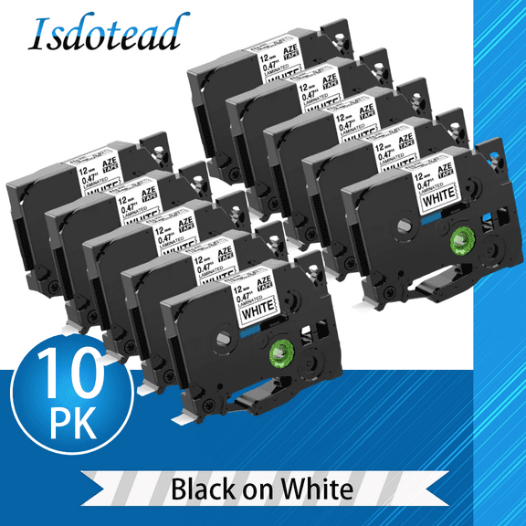 MarkDomain 10-Pack Label Tape Replacement for Brother P Touch TZe TZ Label Maker Tape TZe-231 Laminated Black Ink on White Tape, Work with Brother PT-H110 D220 D600 D610BT D410 D210 D200, 12mm x 8m