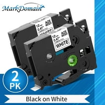 MarkDomain 2 Pack Compatible Label Tape Replacement for Brother Ptouch Label Tape Black on White TZe231 TZe-231, 12mm 0.47 Inch Laminated Brother Tze Label Tape for PT-D210 PT-H100 PTD400 Label Makers