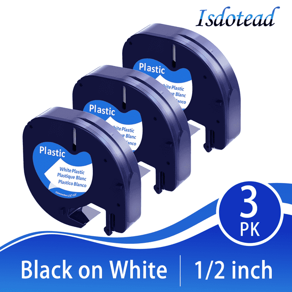 MarkDomain 3 Pack 91331 Compatible for Dymo Letratag Label Lape White for Dymo Letratag 12mm(1/2 inch)