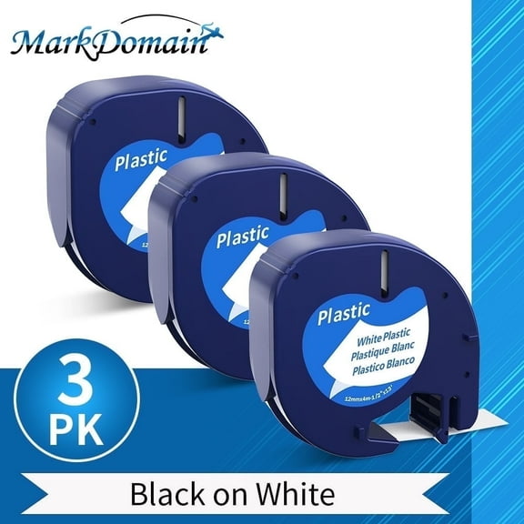 MarkDomain 3 Pack 91331 Compatible for Dymo Letratag Label Lape White for Dymo Letratag 12mm(1/2 inch)