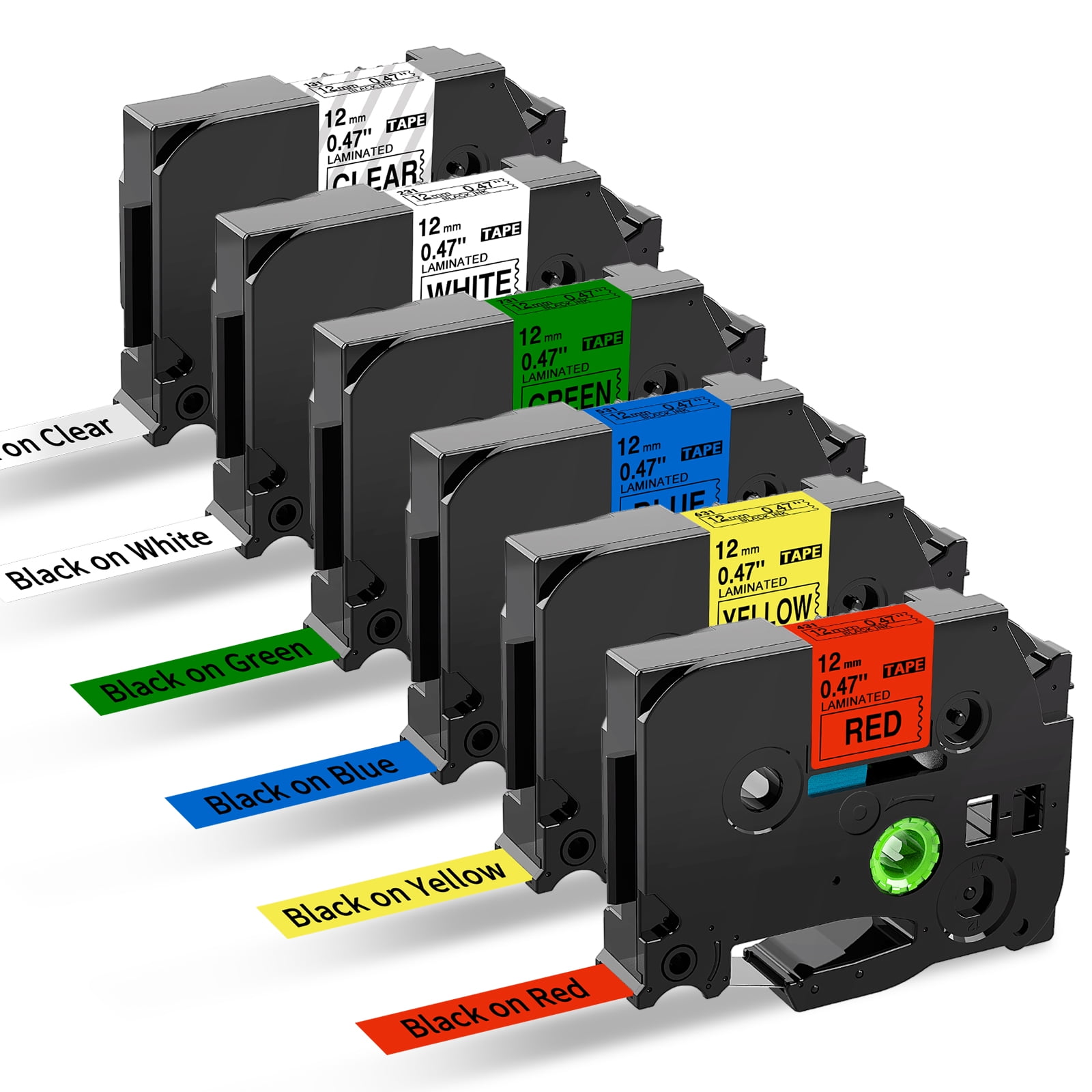 MarkDomain 6Pack Label Maker Tapes Replacement Compatible for Brother