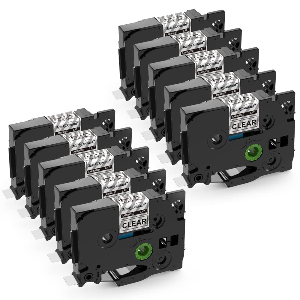 Compatible Clear Label Tape Replacement for Brother TZe-131 TZ-131 P Touch Black on Clear Laminated Tape for Brother Label Makers, 0.47" x 26.2'(12mm x 8m), 10-Pack