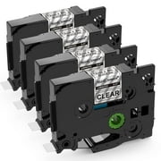 MarkDomain Compatible Clear Label Tape Replacement for Brother TZe-131 TZ-131 P Touch Black on Clear Laminated Tape for Brother Label Makers, 0.47" x 26.2'(12mm x 8m), 4-Pack