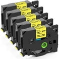 thumbnail image 1 of Replacement for Brother TZe TZ Tape Black on Yellow TZe-621 TZe621 9mm Laminated P Touch Label Tape for Brother P Touch Label Makers, 5-Pack, 1 of 8