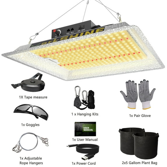 MarkSHINE DW 1000 Grow Lights for Indoor Plants LED Grow Light Bulbs Full Spectrum Samsung LEDs Sunlike Veg Flower All Stage Hydroponics 600W 1000W 2000W No noise