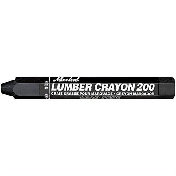 Markal 200 Lumber Crayon Economical Wax Based Marker, 1/2" Hex, 4-5/8" Length, Black (Pack of 12)