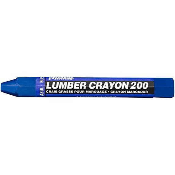 Markal 200 Lumber Crayon Economical Wax Based Marker, 1/2" Hex, 4-5/8" Length, Blue, (Pack of 12)