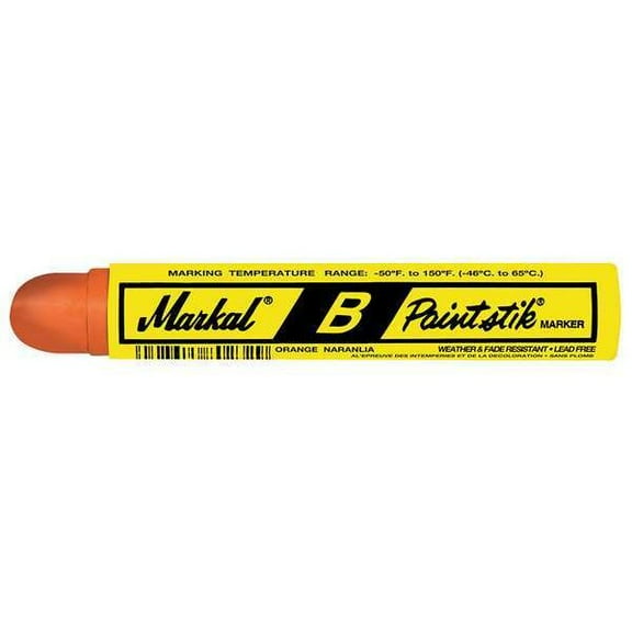 Markal Paintstik Original B Marker, 11/16 in x 4-3/4 in, Orange - 1 Dozen (434-80224)