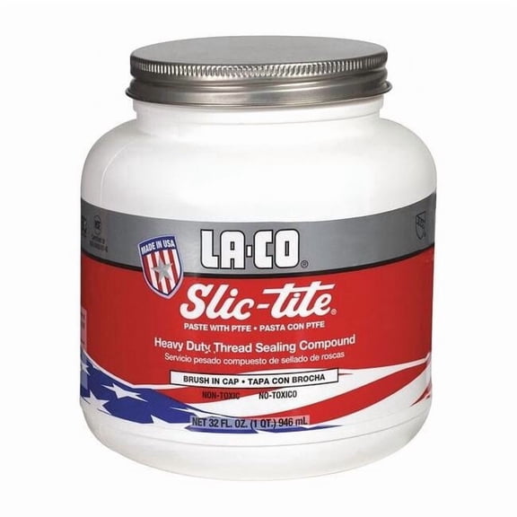 Thread Sealant with PTFE, White, Paste, 32 fl oz, Brush-Top Can 42049