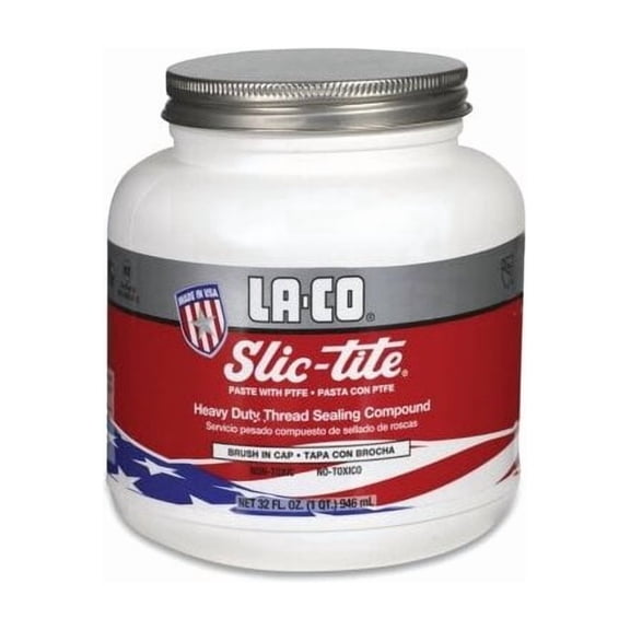 La-Co Thread Sealant with PTFE, White, Paste, 32 fl oz, Brush-Top Can 42049