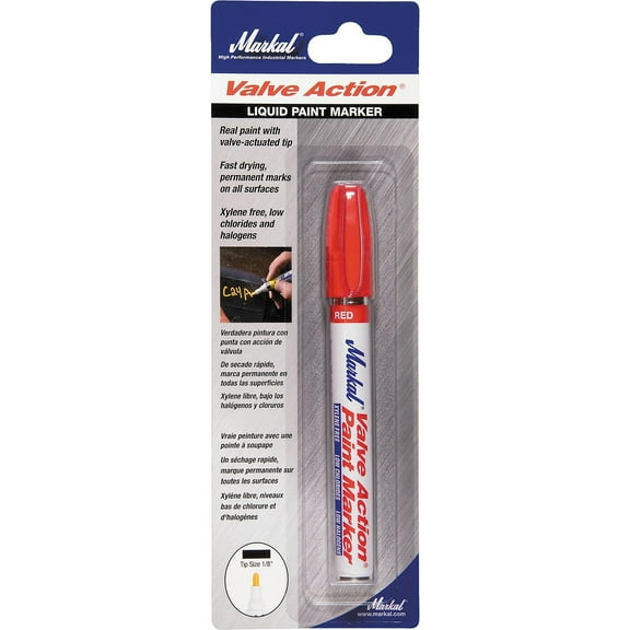 PAINT-RITER VALVE ACTION Paint Marker, Red, 1/8 in Tip, Medium