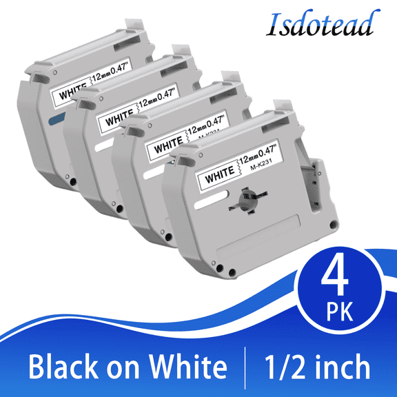 Isdotead 4-Pack Compatible Label Tape Replacement for Brother P Touch M Tape M-K231