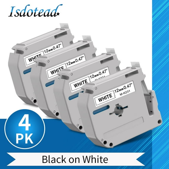 Isdotead 4-Pack Compatible Label Tape Replacement for Brother P Touch M Tape M-K231
