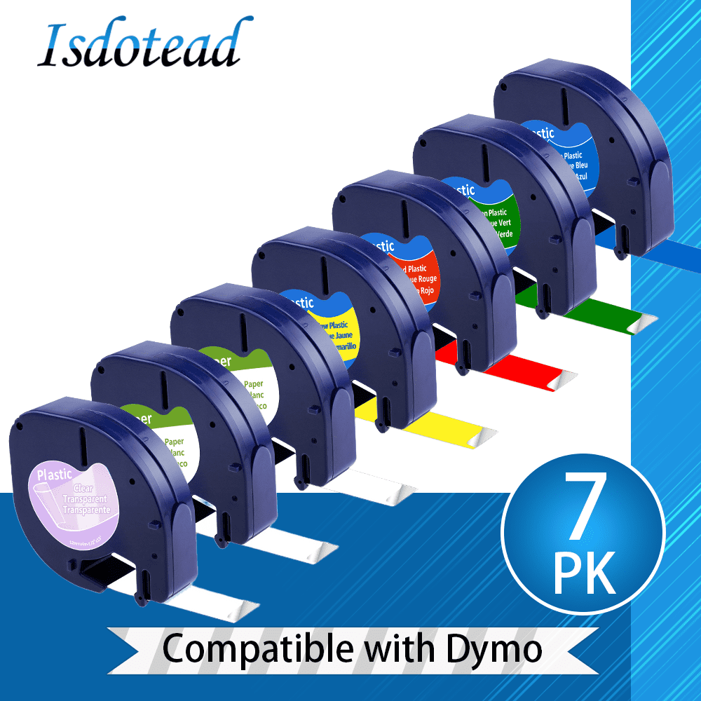 Markdomain 7 Pack Mixed color Label Tape Compatible for Dymo LetraTag Refills,16952 91330 91331 91332 91333 91334 91335