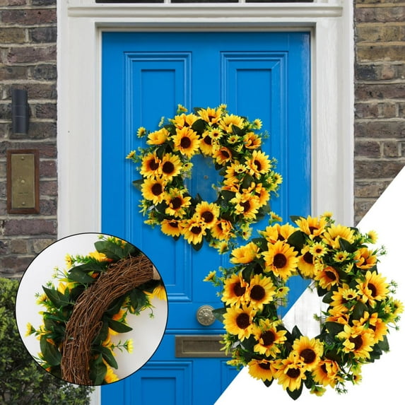 Markdowns Clearance! Decorative Wreaths Kingtowag Home Decor, Sunflower Door Hanging Silk Flower Door Decoration Wall Decoration Artificial Flower Hanging Decoration, Floral Wreaths up to 50% Off