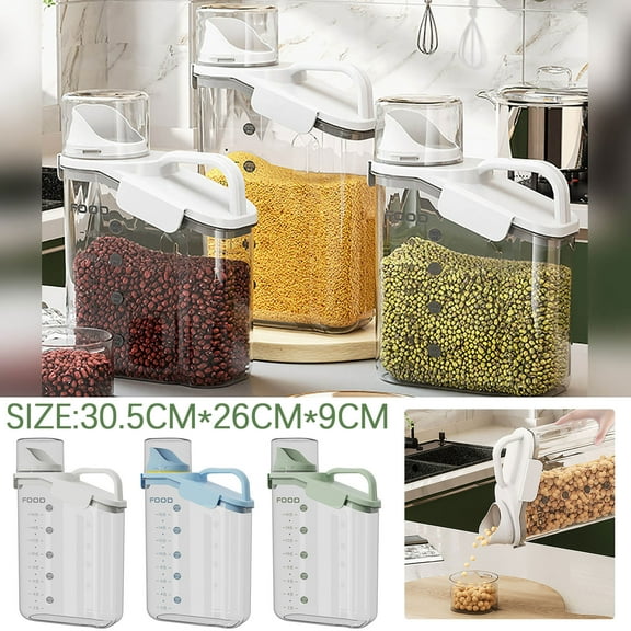 Marked Down, Plastic Cereal Dispenser Storage Box Kitchen Food Grain Rice Container Xmas Candles | Plastic, Blue, MIANHT