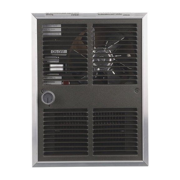 Recessed Electric Wall-Mount Heater, Recessed or Surface, 2250/500 W, 208V AC, Brown/Aluminum