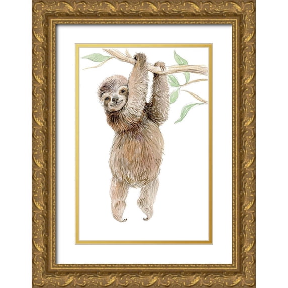 Markelova, Elena 11x14 Gold Ornate Wood Framed with Double Matting Museum Art Print Titled - Baby Sloth