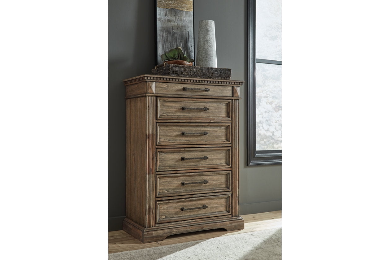 Brown Traditional 6-Drawer Chest with Soft Close and Felt Lined Drawers