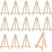 Markeny 14Pack Wood Display, 6 Inch Wooden Tripod Display Stand for Displaying Small Canvases, DIY Crafts, Gift, Home Decoration
