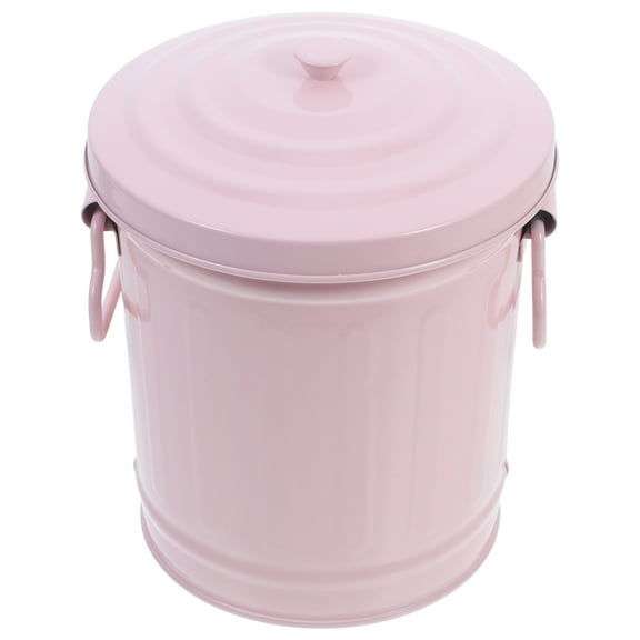 Tin Trash Can With Lid Metal Can Kitchen Waste Basket Decorative Trash Can Waste Paper Bucket Makeup Brush Can For Home Office Organization