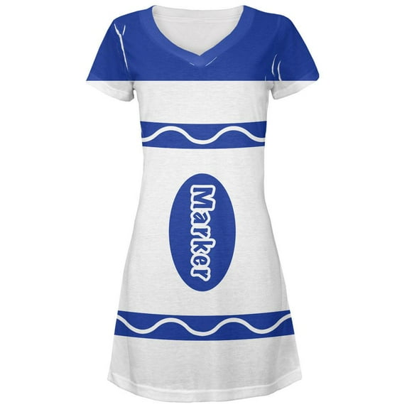 Marker Costume Blue Juniors V-Neck Beach Cover-Up Dress