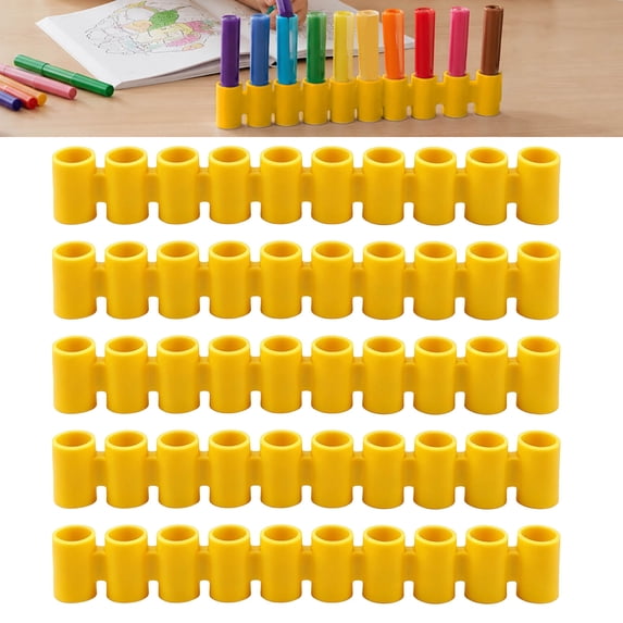 Marker Holders (5 Pack) Silicone Organizers for Broad Tip Markers, Prevent Lost Lids, Portable, Value Family Size, Silicone Marker Cap Holder,Yellow