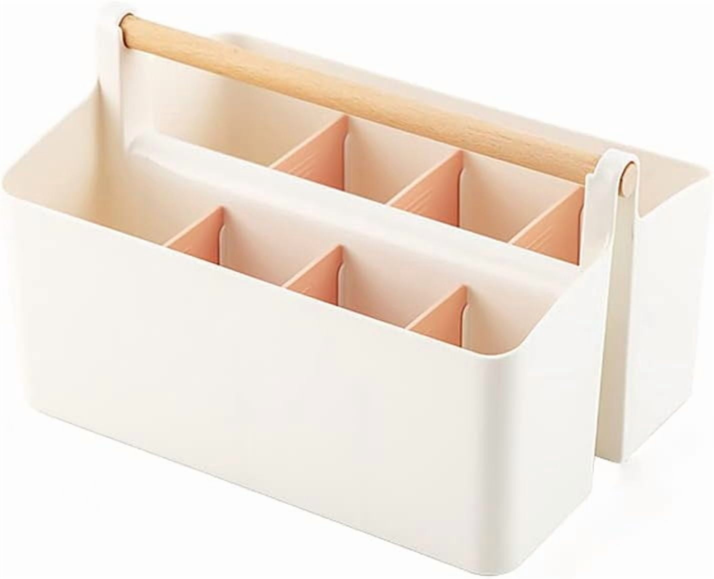 Marker Organizer, Art Caddy with Handle, Art Supply Storage Organizer with Adjustable Dividers, Portable Storage Bin for Craft Supplies Colored Pencils Makeups Tools Pen Holder for Desk