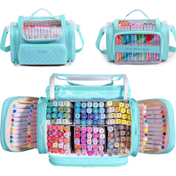 Marker Organizer Case Bag for 200-300 Markers - Large Art  Storage Bag with Detachable Dividers, Travel Marker Holder for  Markers, Brush Pens, Colored Pencils & Craft Supplies