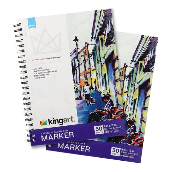 Marker Paper Pads  9" x 12" (2 Pack, 50 Sheets Each)