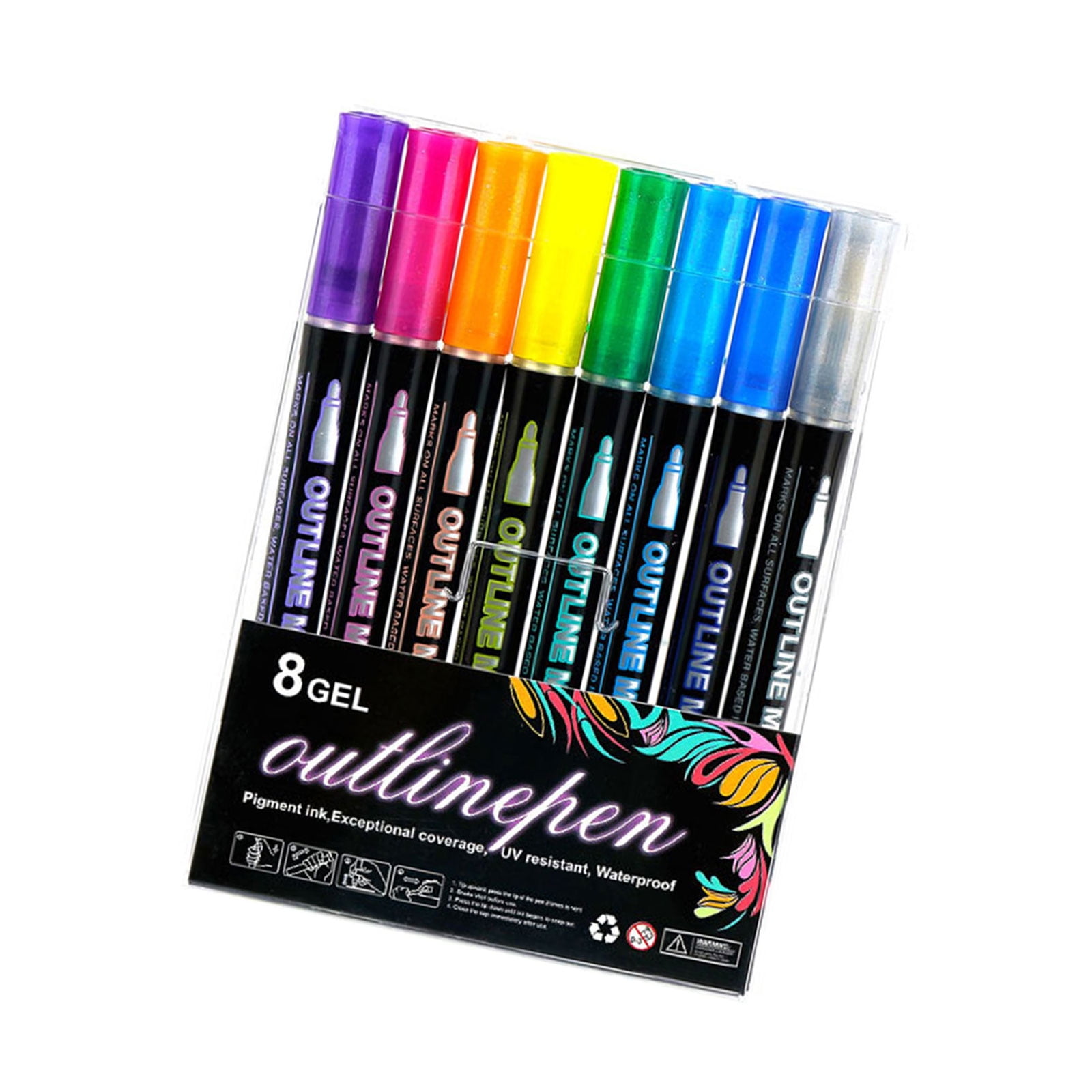 Marker Pen Smooth Flowi Double Line Glittering Gel Pen For Drawing Writing On Multiple Surfaces Fade Resistant Art Tools