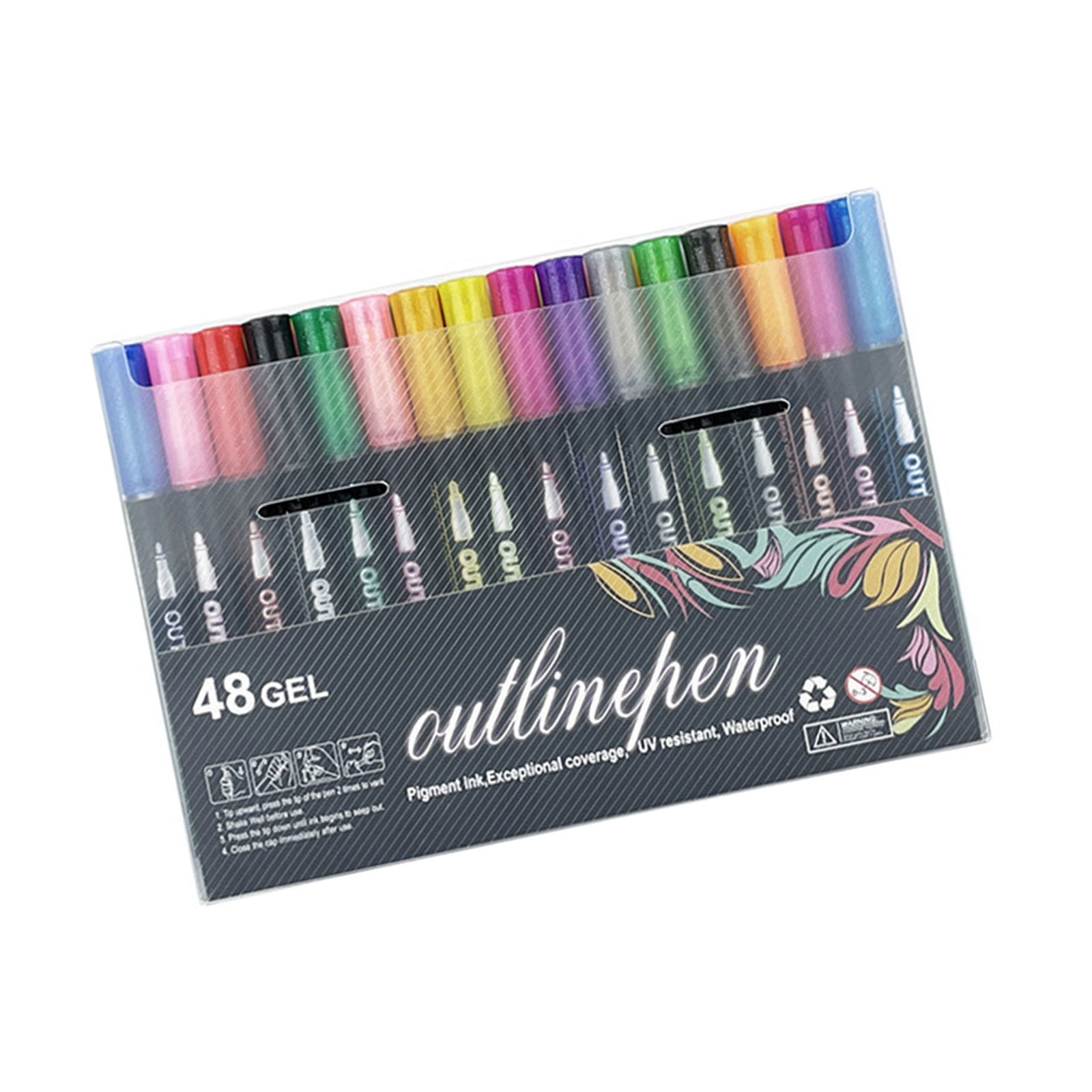 Marker Pen Smooth Flowi Double Line Glittering Gel Pen For Drawing Writing On Multiple Surfaces Fade Resistant Art Tools