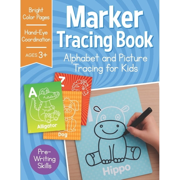 Marker Tracing Book: Alphabet and Picture Tracing for Kids, (Paperback)