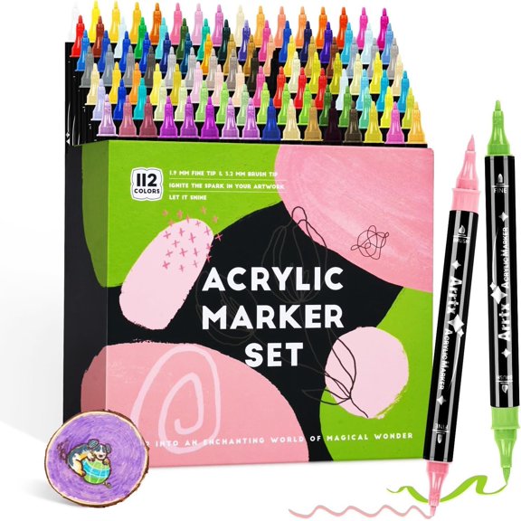Markers  Pens, 112 Colors   Pens Dual-Tip for Rock Painting, Ceramic, , Plastic, Scrapbooking, Brush Lettering, Card Making, DIY Crafts (Fine Tip and Brush Tip)