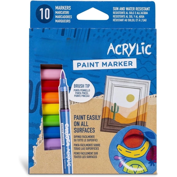 Markers Set - 10 Assorted Colors, Permanent Pens for Multiple Surfaces, Water-Based Ink, Ideal for DIY, Craft Projects, Rock, Glass, Plastic, ,