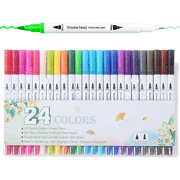 Markers for Adult Coloring, 24 Colors Dual Brush Markers Pens, Dual Tip Fine Point Art Markers