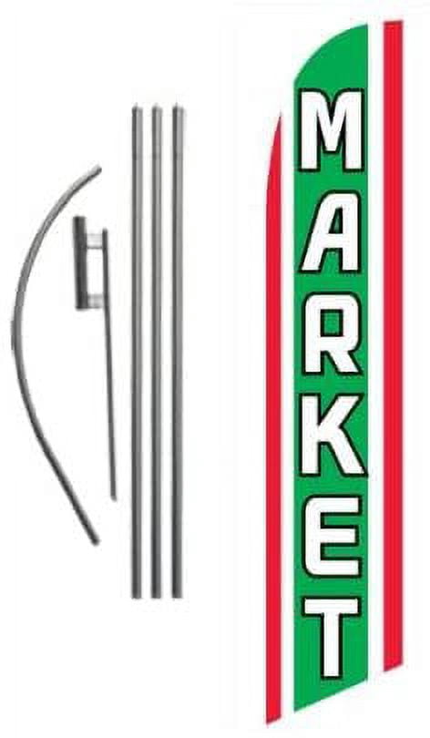 Market Advertising Feather Banner Swooper Flag Sign with Flag Pole Kit and Ground Stake