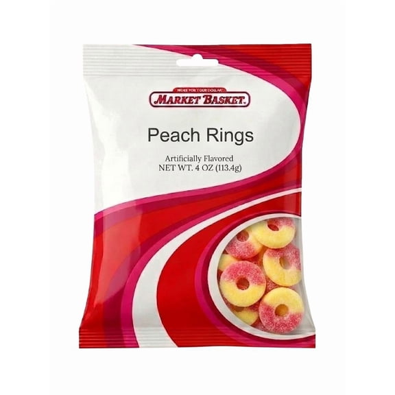 Market Basket Peach Rings Soft Candy, 4 oz