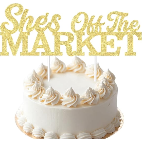 She's Off The Market Cake Topper Bridal Shower Party Decorations Farmers Market Cake Topper Glitter She's Fresh Off The Market Cake Decoration for Women Bridal Shower Engagement Bachelorette Party