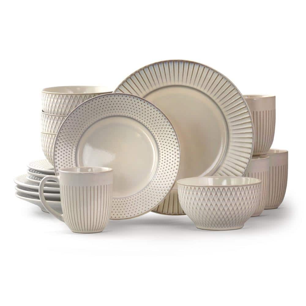 16-Piece White Ceramic Modern Dinnerware Set