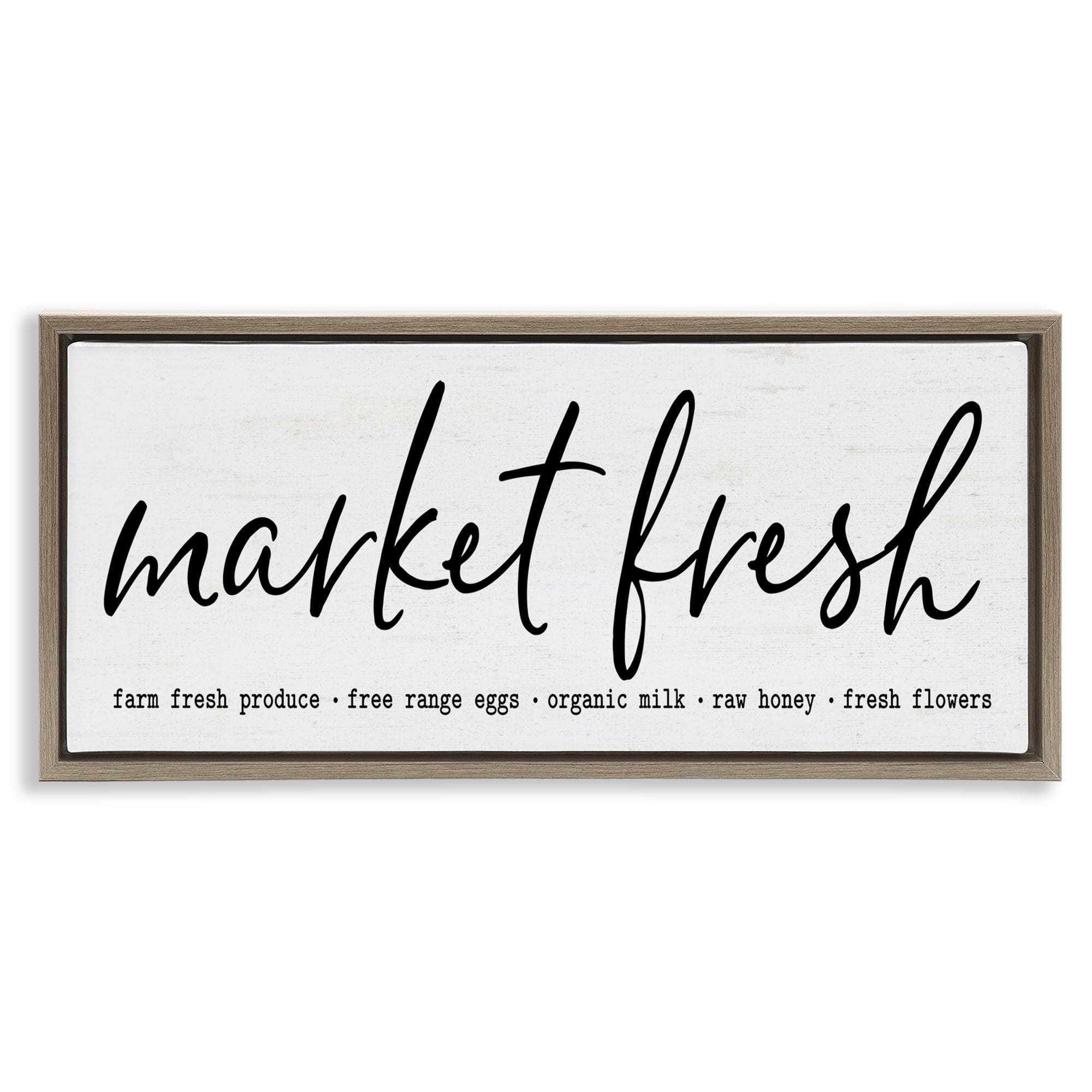 Market Fresh Organic Brown Framed Floater Canvas Wall Art, design by Lettered and Lined
