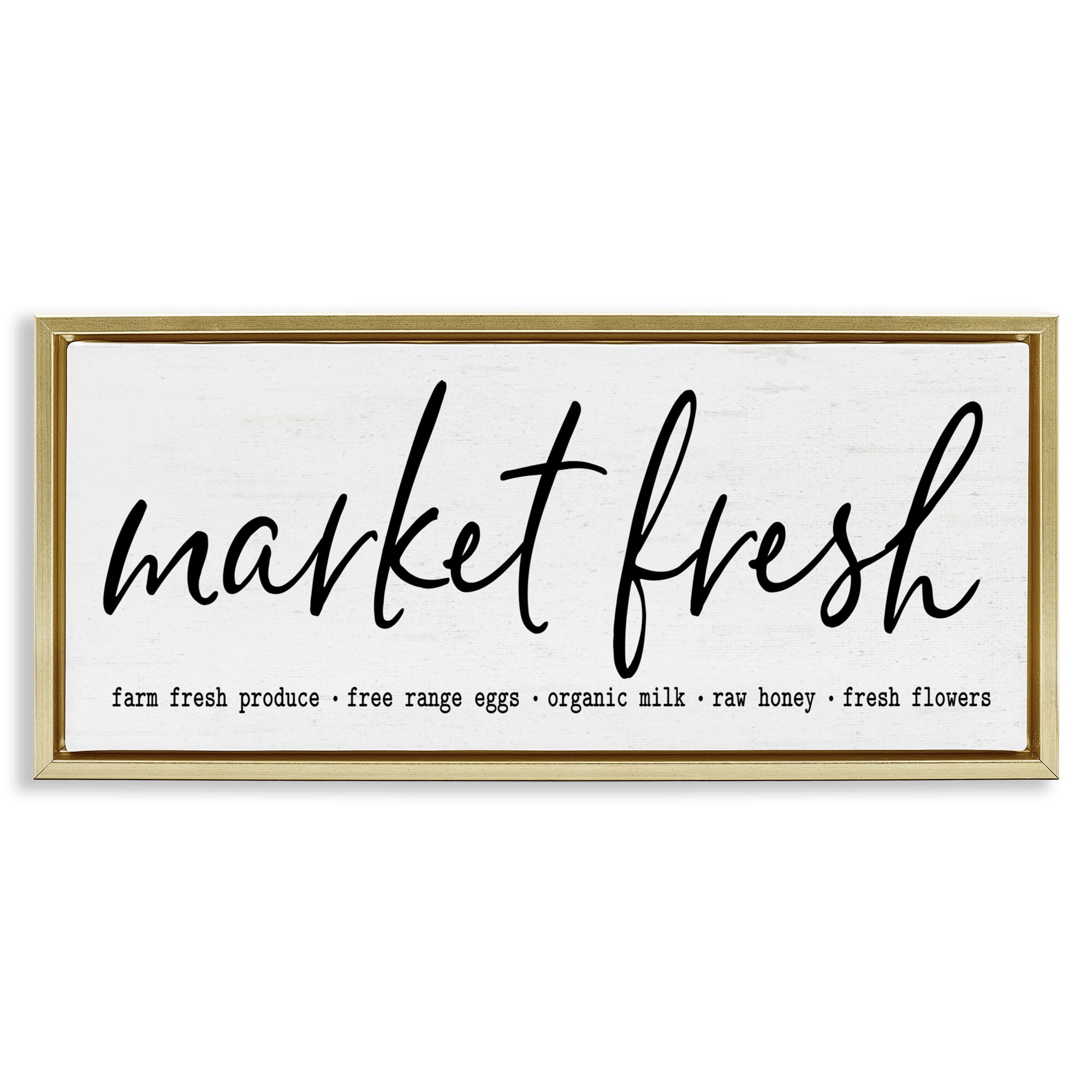 Market Fresh Organic Gold Framed Floater Canvas Wall Art, design by Lettered and Lined