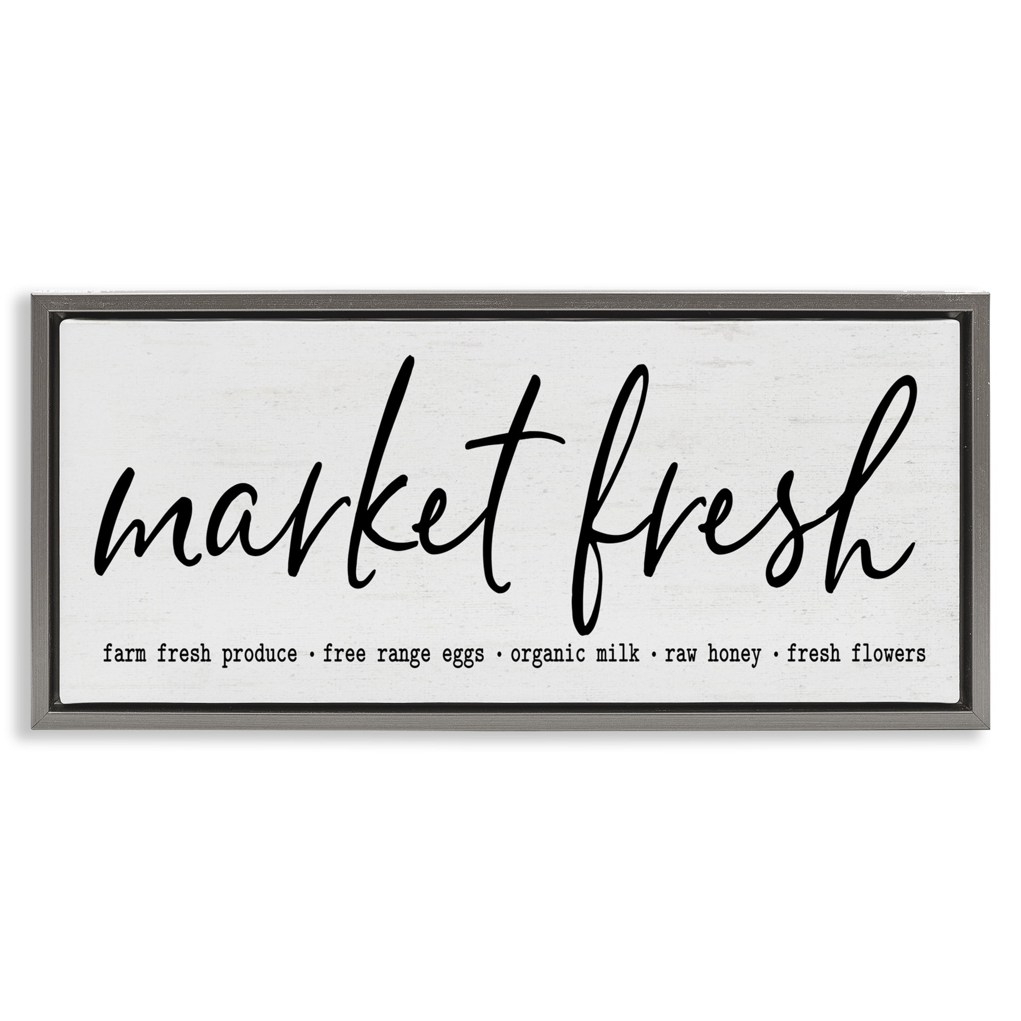 Market Fresh Organic Gray Framed Floater Canvas Wall Art, design by Lettered and Lined