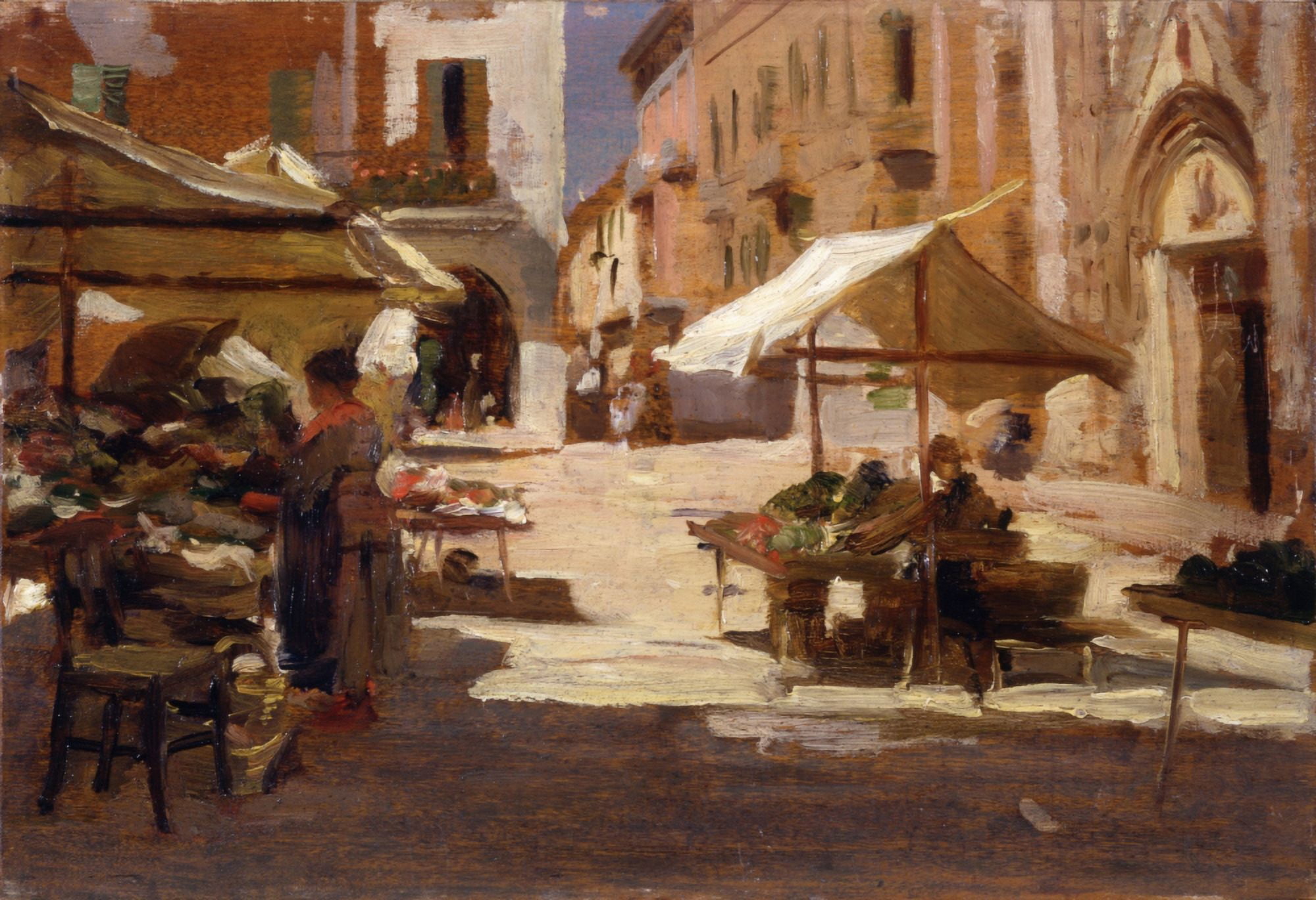 Market In Chivasso (Mercato Di Chivasso) Canvas Art - (24 x 18)