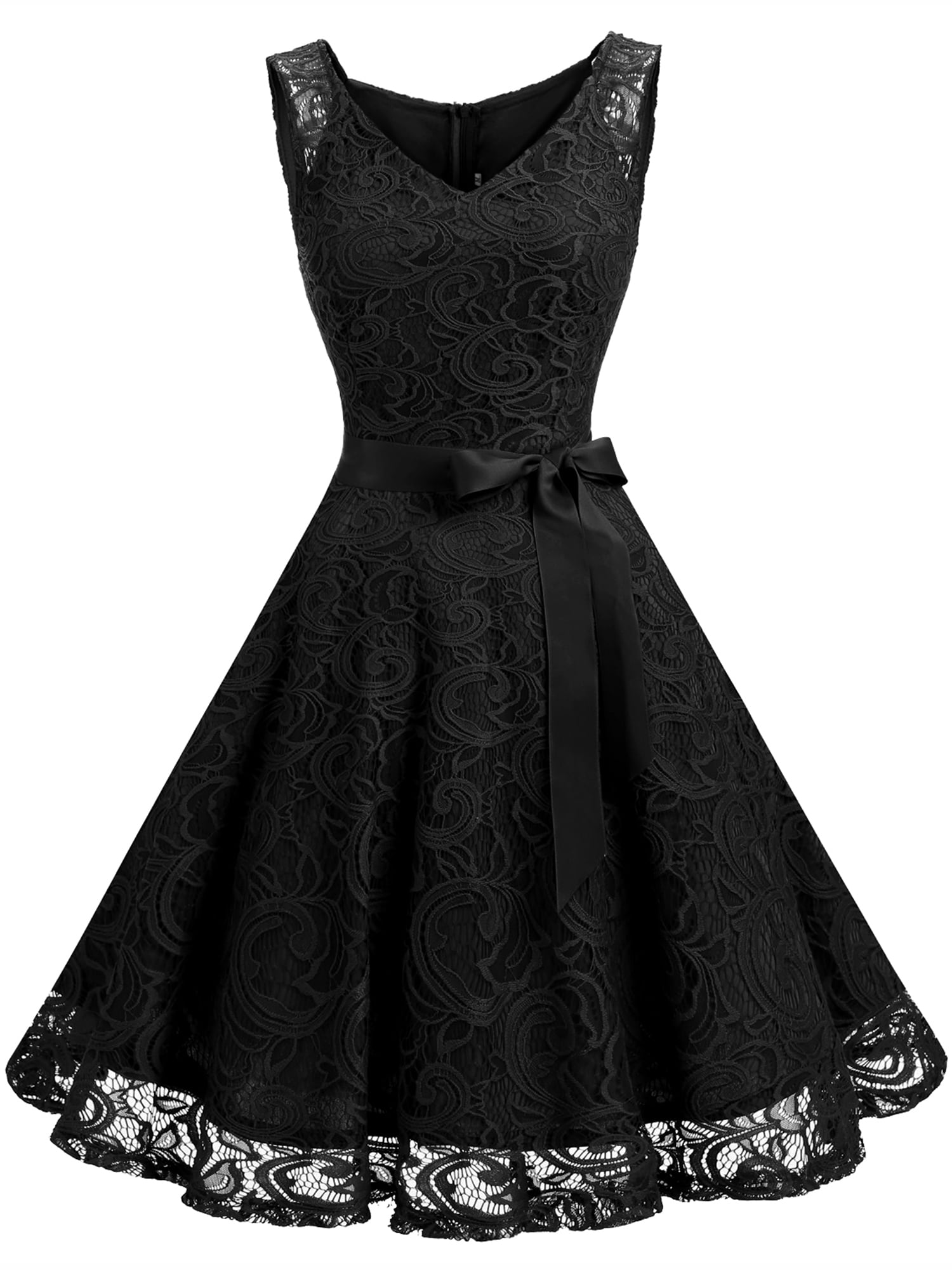 Market In The Box Women Floral Lace V Neck Sleeveless Bridemaid Party Dress  - Walmart.com