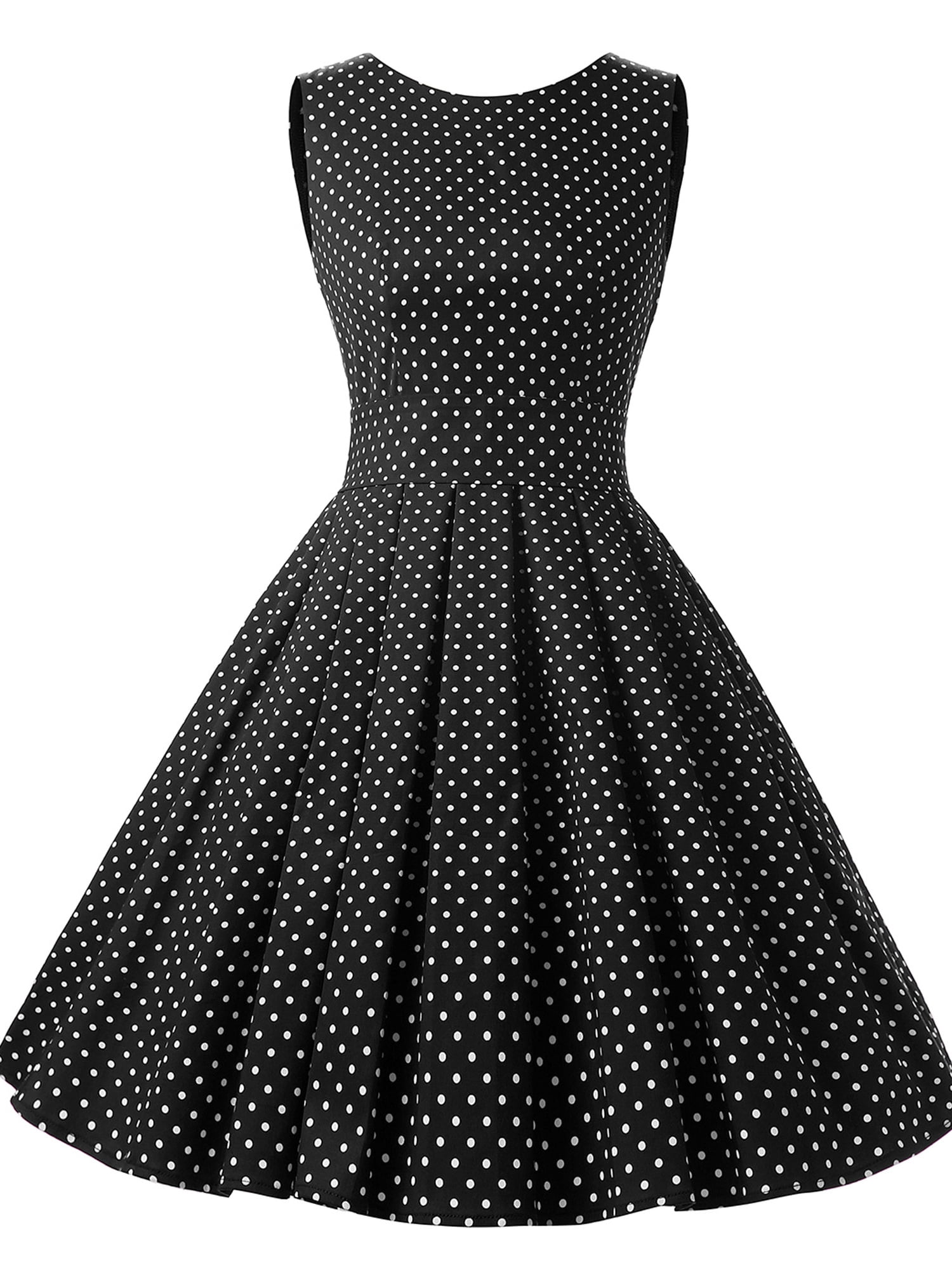 Market In The Box Women Polka Dot Vintage Dress 2003s Hepburn A Line  Sleeveless Retro Rockabilly Prom Dress Swing Dress Cocktail Homecoming Dress  - Walmart.com